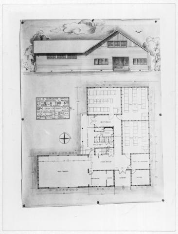 Primera imagen del registro Caja agrícola, edificación escolar tipo 6 en madera en proyecto