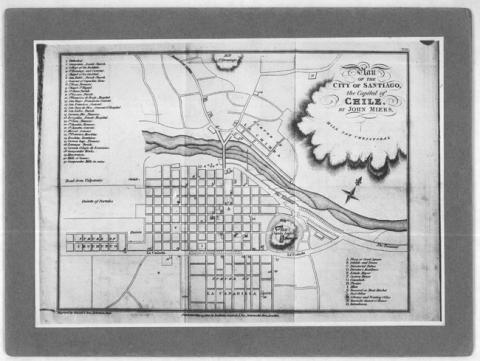 Primera imagen del registro Plano de la ciudad de Santiago por John Miers