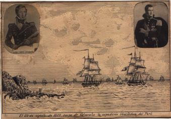 Primera imagen del registro El 20 de Agosto de 1820 zarpa de Valparaíso la expedición Libertadora del Perú