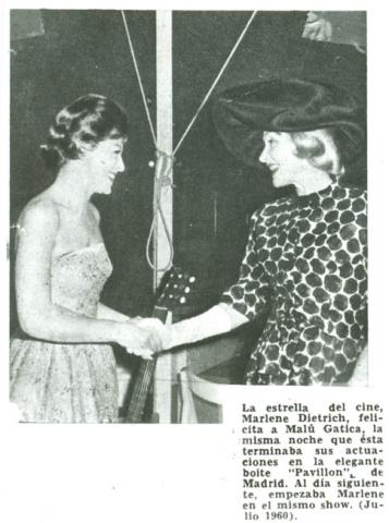 Primera imagen del registro Malú Gatica con Marlene Dietrich en Madrid