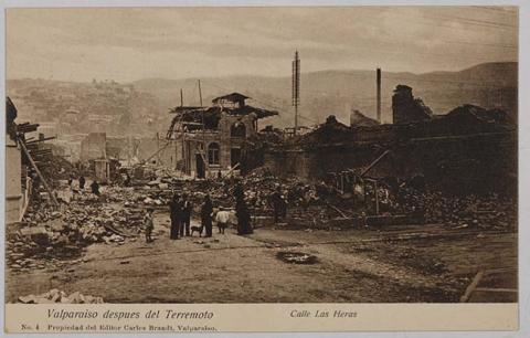Primera imagen del registro Valparaíso después del terremoto - Calle Las Heras