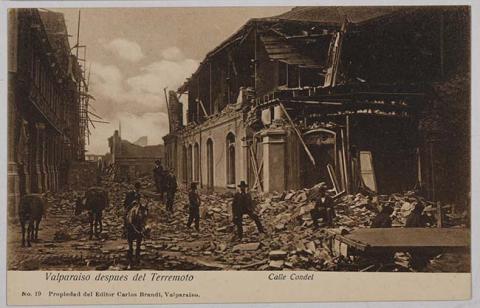 Primera imagen del registro Valparaíso después del terremoto - Calle Condel